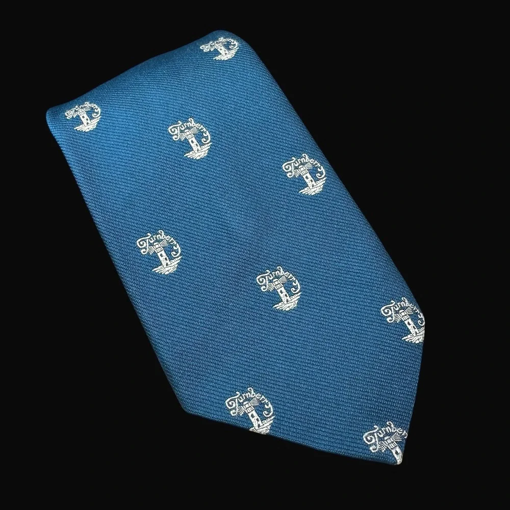 Paul Greco Men Blue Turnberry Lighthouse Crest Tie Made in Britain Nautical